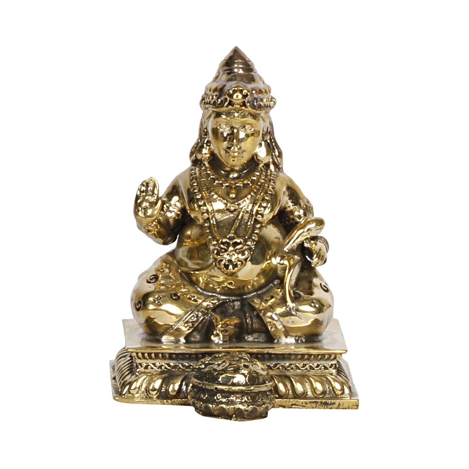 Kartique Kuber Brass Statue, 3 Inches Tall - Prosperity Murti for Wealth and Financial Blessings
