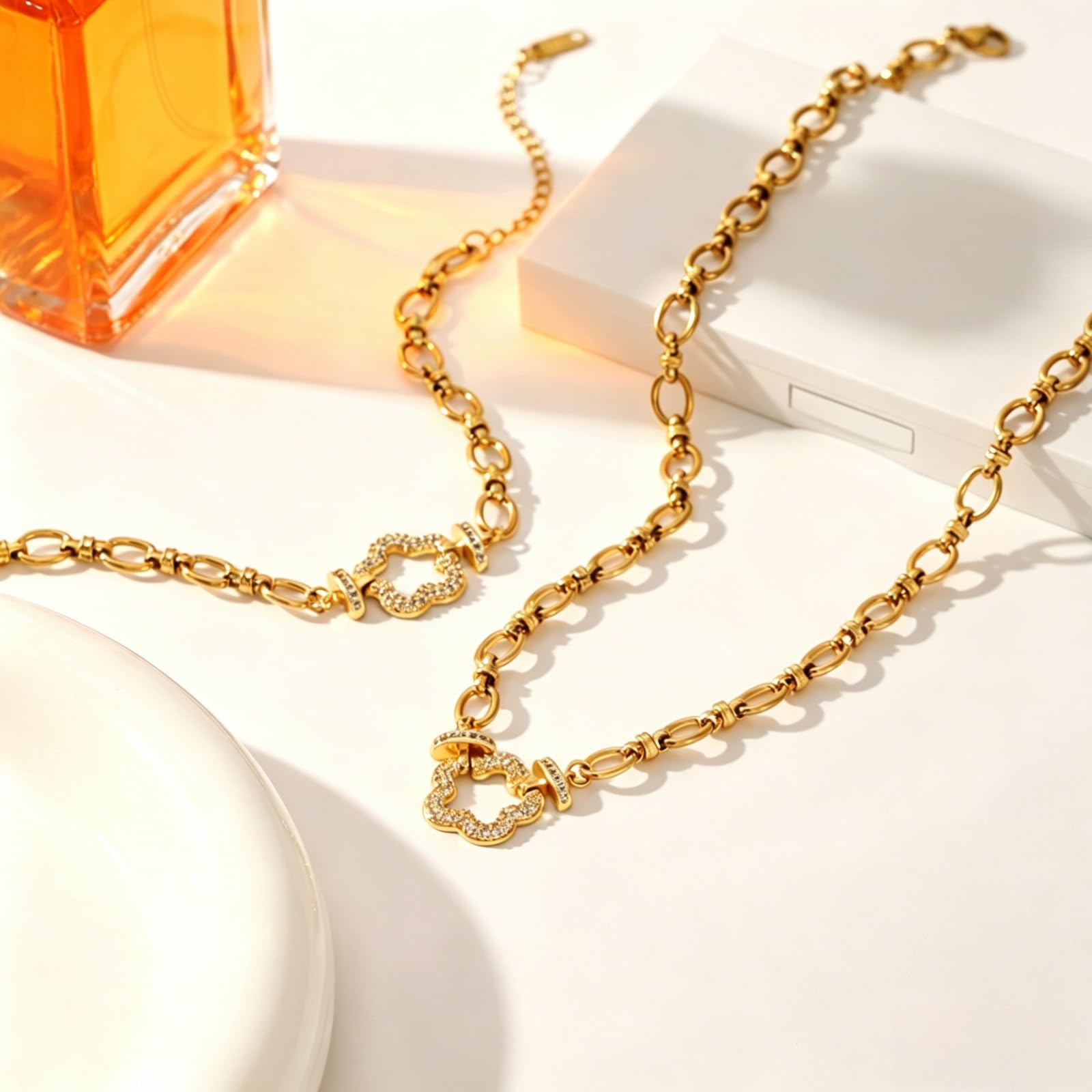 Set di collana e bracciale in acciaio inox placcato oro 18 carati, regalo di compleanno per mamma, moglie, fidanzata