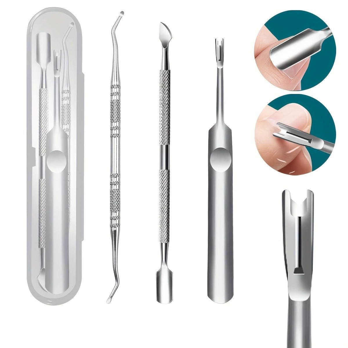 3pcs Ingrown Toe Nail Remover with Storage Case Stainless Steel Double Ended Ingrown Toenail Tools Callus Remover at-Home — view 4