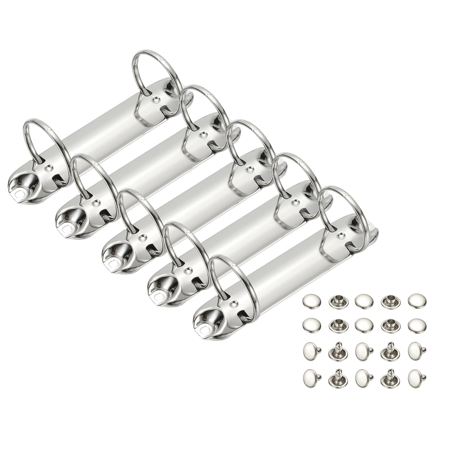 PATIKIL B7 2 Hole Ring Binder Mechanisms, 5 Set 1" O Ring Replacement Binder Planner Loose Leaf Binding Spines for Organizers DIY Fill Paper Storage Folder Accessories, 38mm Silver Tone