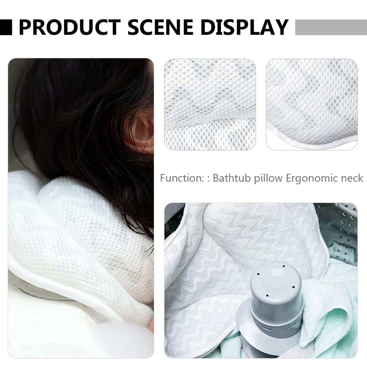 NOLITOY Almohada Bañera De Malla Almohada Ventosa Soporte para Cabeza y Cuello Relajación