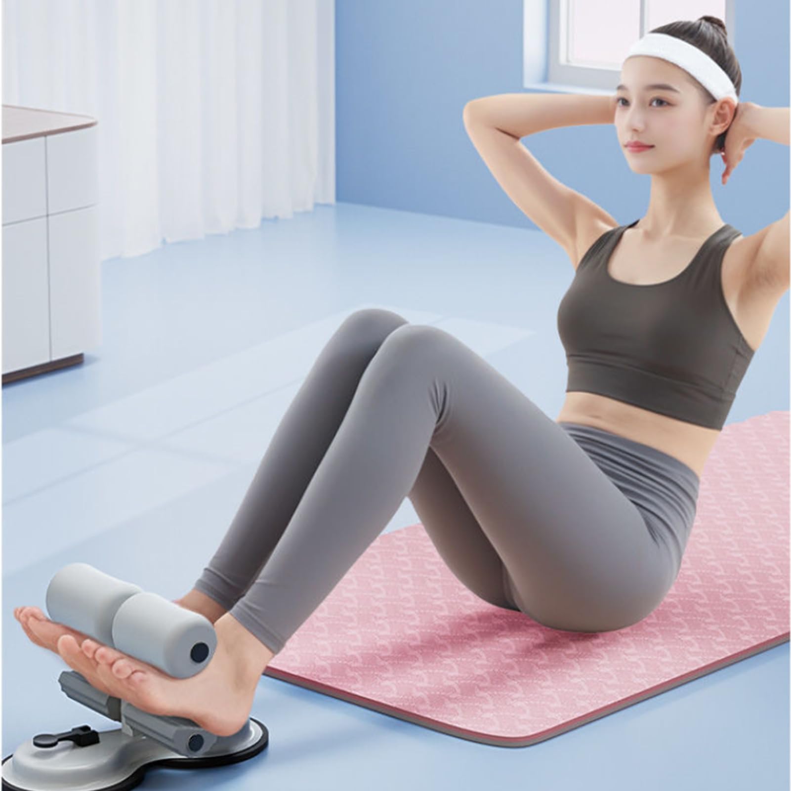 Appareil Auxiliaire Entraînement Abdominaux Avec Bande Résistance Et Ventouses - Fitness Domicile