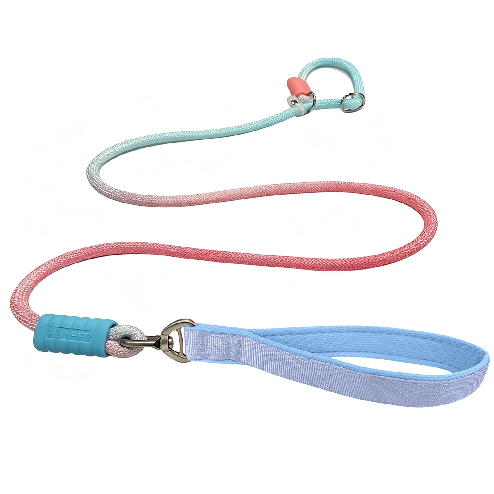 Slip Lead for Dogs - 1.5m Durable Training Leash with Rubber Stopper, Easy to Slip On No Collar or Harness Needed, Anti-Tangle Anti-Choke Rope Dog Leads with Pad Handle for All Breeds (Blue, M)