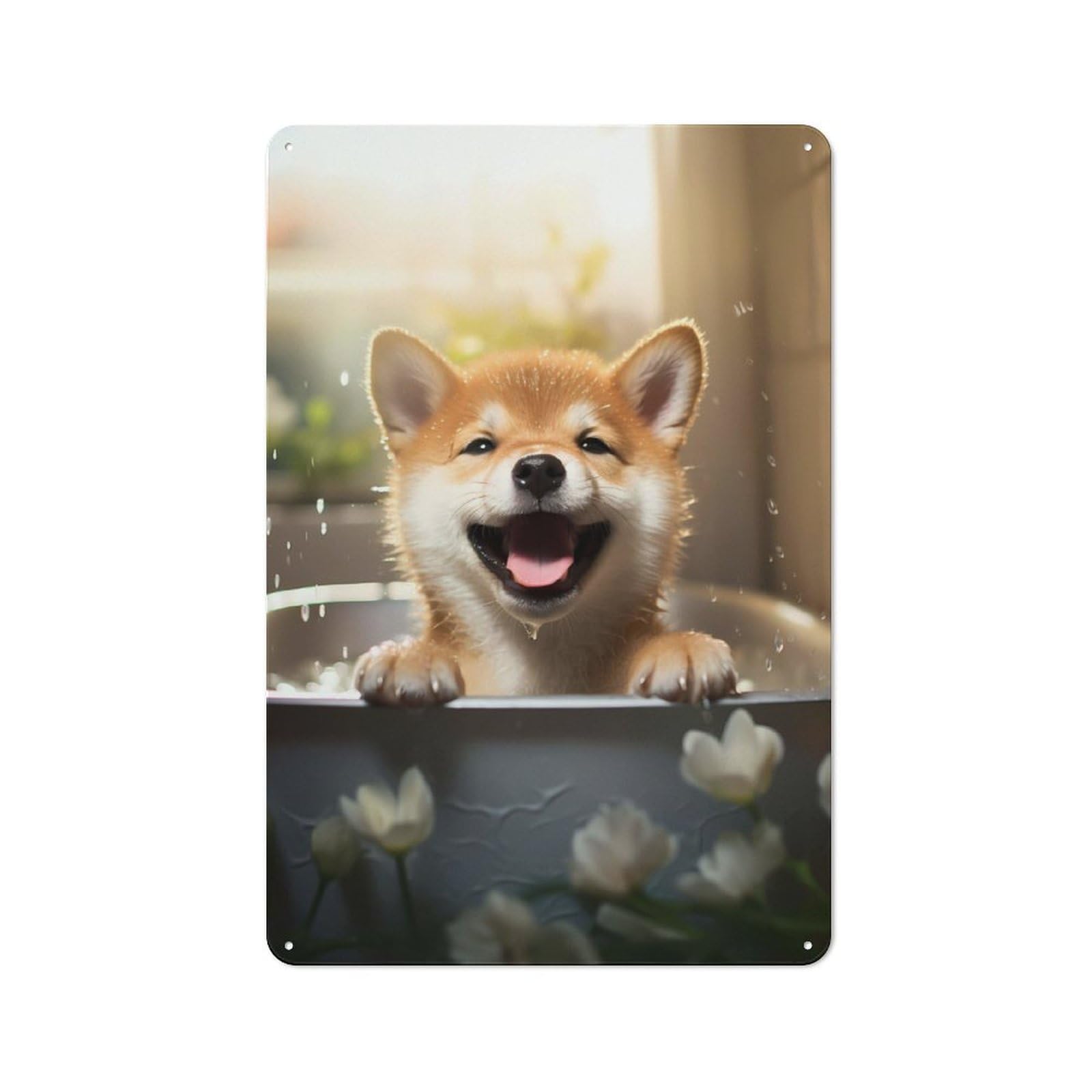 Junmoney Shiba Inu Dog Puppy Animal Retro Metal Wall Sign 30X20cm With For Pub Or Café, A Housewarming Gift For Hospitality Wall Decor Collectors