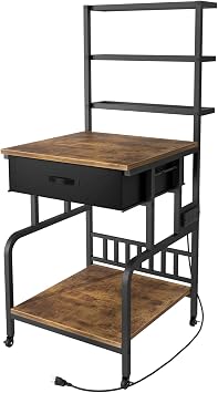 3D Printer Stand with Filament Storage,3D Printer Rack with Storage Drawer,Heavy-Duty 3D Printers Table with Power Outlet,for ABS/PLA/TPU Spools, Home Office Studio Rustic Brown