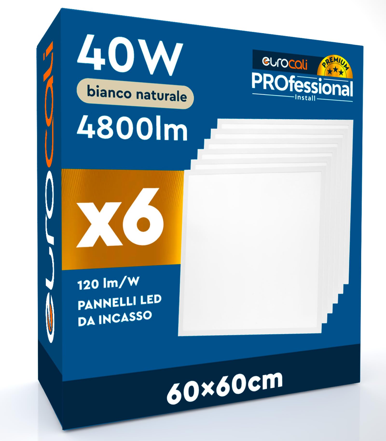 6 Pannelli LED 60x60 40W Quadrati da Incasso Chip CREE 4800 lumen Driver Starsense Garanzia 6 Anni - Luce Naturale 4000K - Plafoniera da Ufficio Alta Luminosità 120 lm/W da Soffitto e Controsoffitti