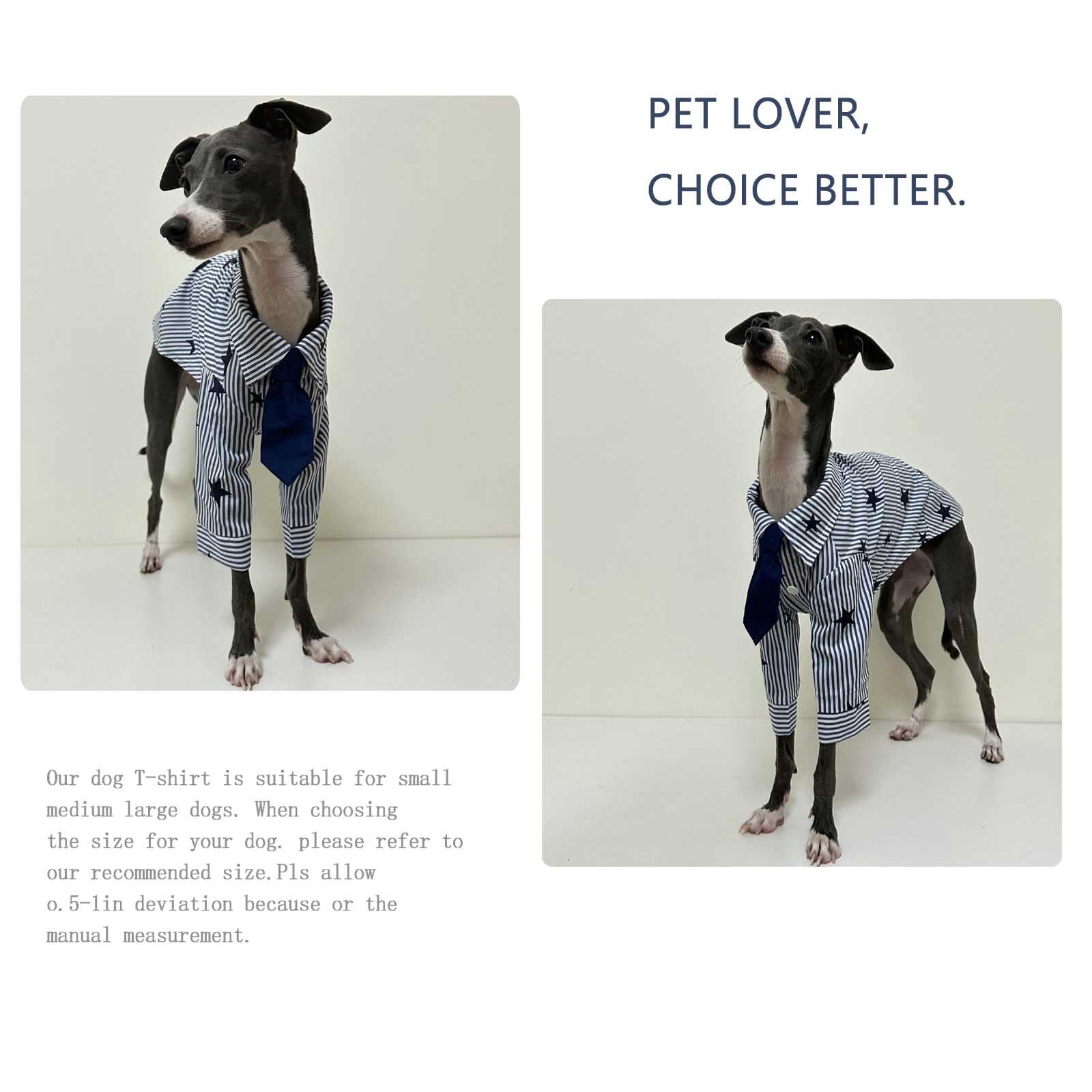 Camisa de Perro a Rayas Ropa de Perro para Perros pequeños Niño Niña Ropa de Galgo Italiano con Corbata Atuendo de Cachorro Suave Camisetas Formales de Perro con Estampado de Estrellas