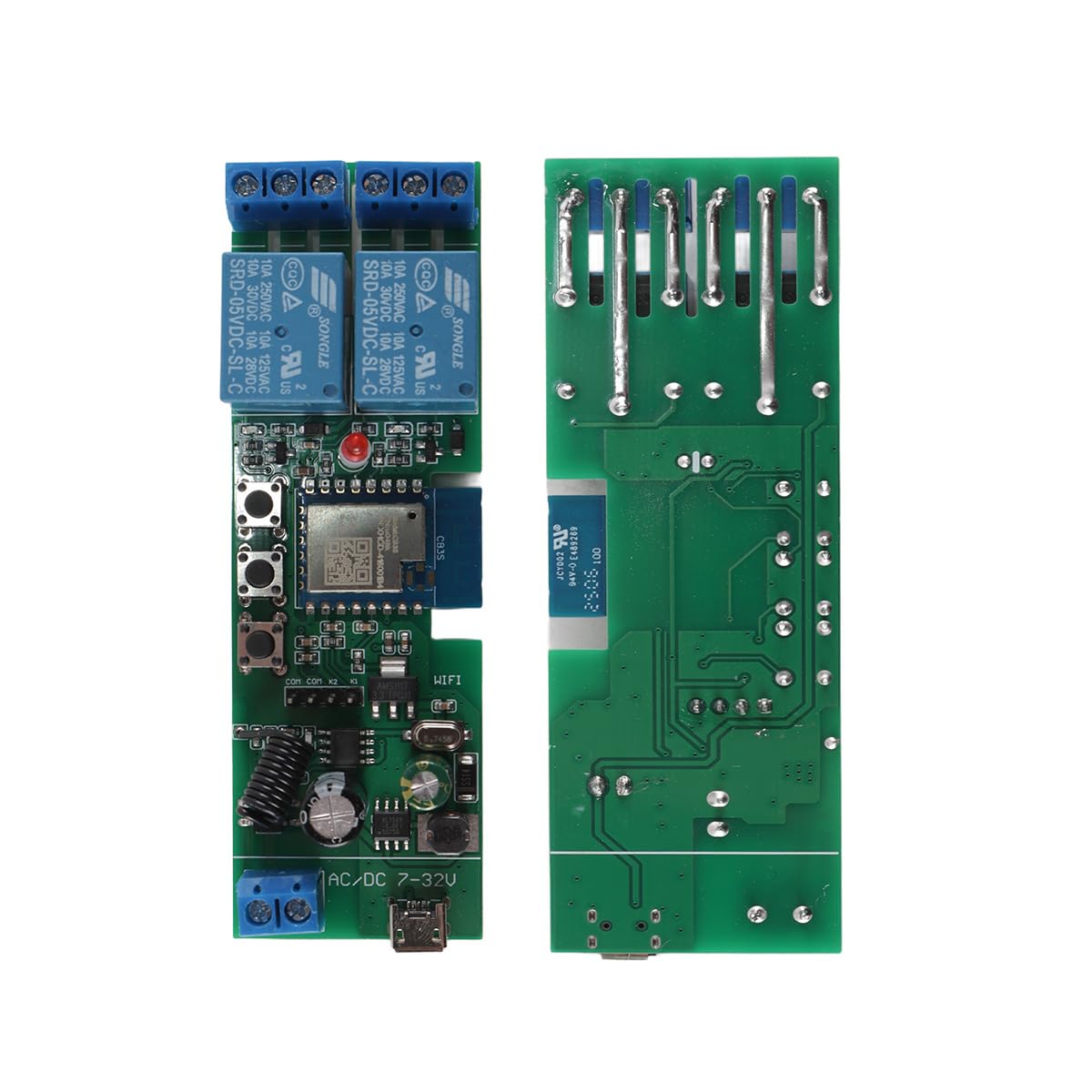 Ausi WiFi Wireless Relay Module 2 Channel Remote Switch Momentary/Self-Locking Relay for Tuya/Smart Life APP