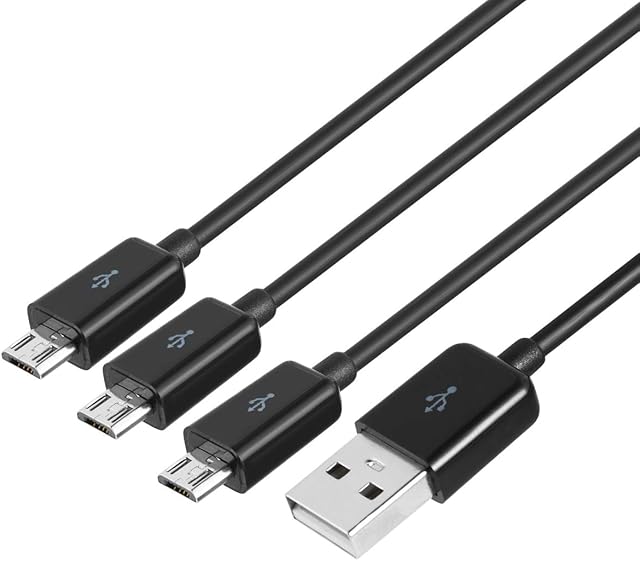Micro USB Splitter Charge Cable,3 in 1 USB 2.0 A Male to Three Micro USB Male 1 to 3 Sync Charging Cable Adapter Cord 1m