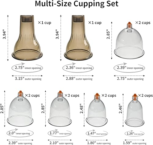 Miniatura 6 de Juego de ventosas - Juego de terapia de ventosas con 12 tazas de masaje para aliviar el dolor, terapia física, masaje corporal, kit de ventosas para