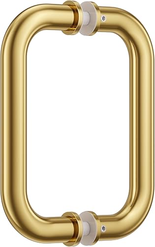 Vista 13 de Ranbo Manija tubular de puerta de ducha de níquel cepillado de 6 pulgadas (CTC), manijas de 3/4 pulgadas de diámetro con arandelas de metal