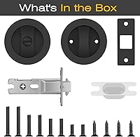 Vista 8 de EHOMEWARE Paquete de 2 herrajes negros para puerta de bolsillo, manijas de puerta de bolsillo de privacidad sin llave, cerraduras de puerta
