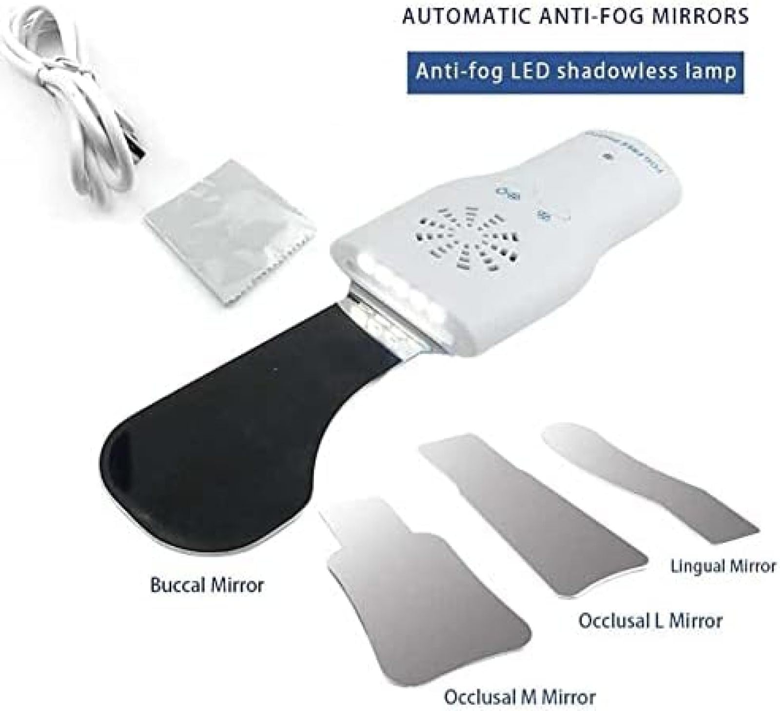 Espejos intraorales antivaho con Mango, kits de Cuidado Dental, Espejos de fotografía Dental, Espejo de ortodoncia LED Reflector Dental de Doble Cara