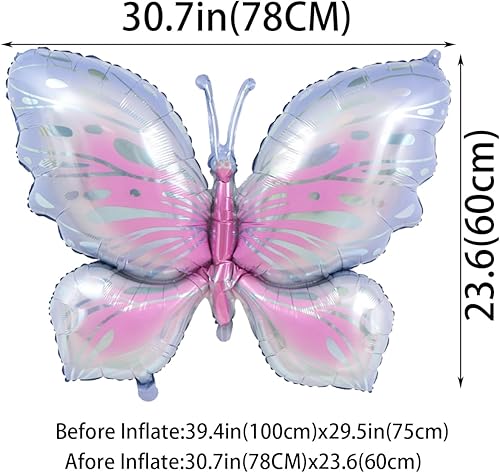 Miniatura 2 de SAMOKA Globos de mariposa, 4 globos de aluminio de mariposa de Mylar para fiestas temáticas de mariposas, bodas, cumpleaños, baby shower,