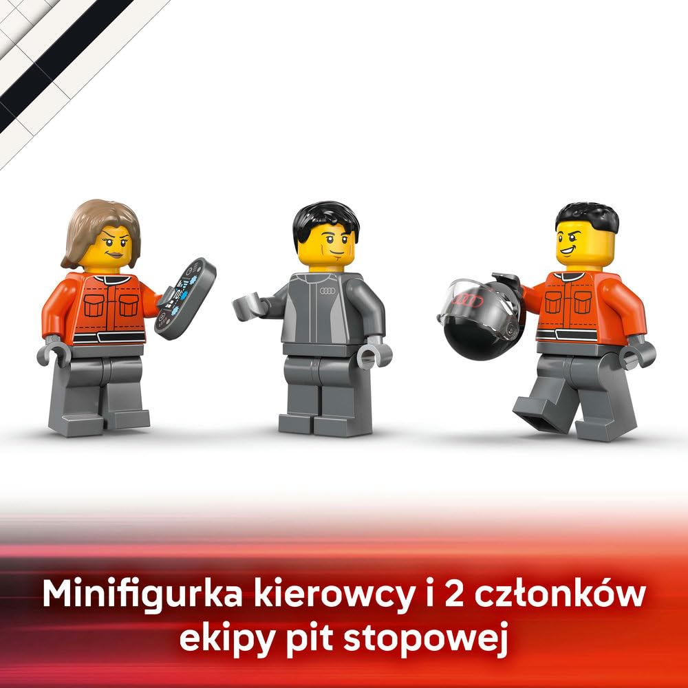 LEGO City Ciężarówka F1 z bolidem Audi F1, zabawka dla dzieci do zbudowania, pomysł na prezent dla 7-latka, dla chłopca i dziewczynki na urodziny, ozdoba na biurko dla fana wyścigówki z klocków 60493