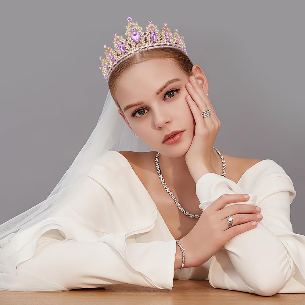 Amazon.com: Purple Crown,Purple Tiara,Gold and Purple Tiara  display picture 1