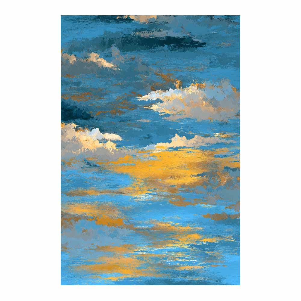 PUQAAEO Arte de pared en lienzo Nubes y mar decoración abstracta moderna para habitación,para baño,sala de estar,dormitorio,oficina,pasillo,（azul-80x120cm Sin marco