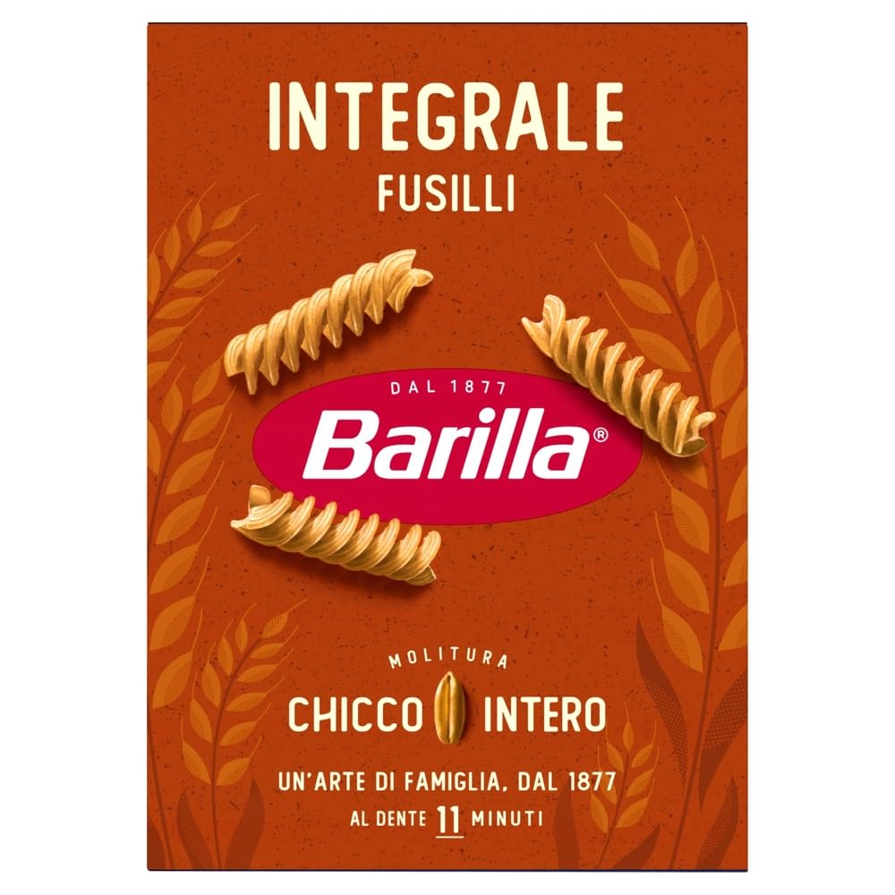 Italian Gourmet Fusilli Integrale Pasta italiana Vollkorn al dente 30 x | Ricca di fibre, forma a spirale; 11 Minuten Kochzeit, nimmt Saucen gut auf, Gesamtnettogewicht 15 kg + Kostenlos Polpa 400g