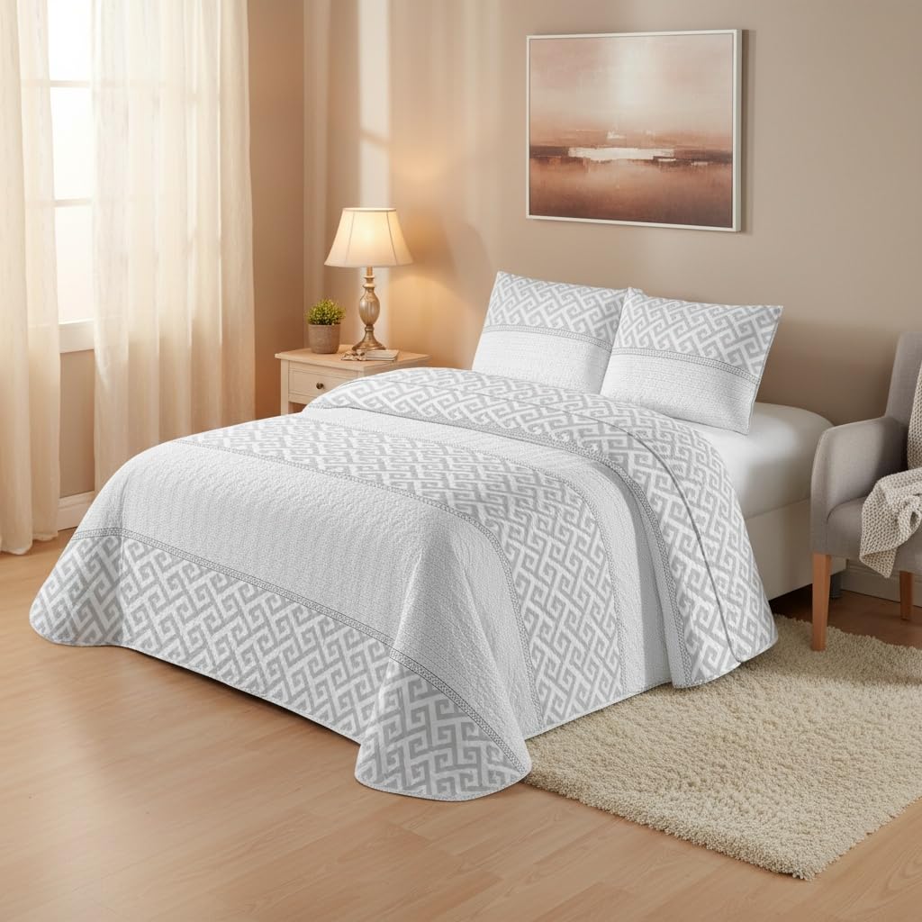 DALINA - Colcha Bouti para Cama 90, Cubre Cama Fina 180x260cm Incluye 1 Funda de Cojín, Suave Ideal para Primavera, Verano y Entretiempo,Estampado