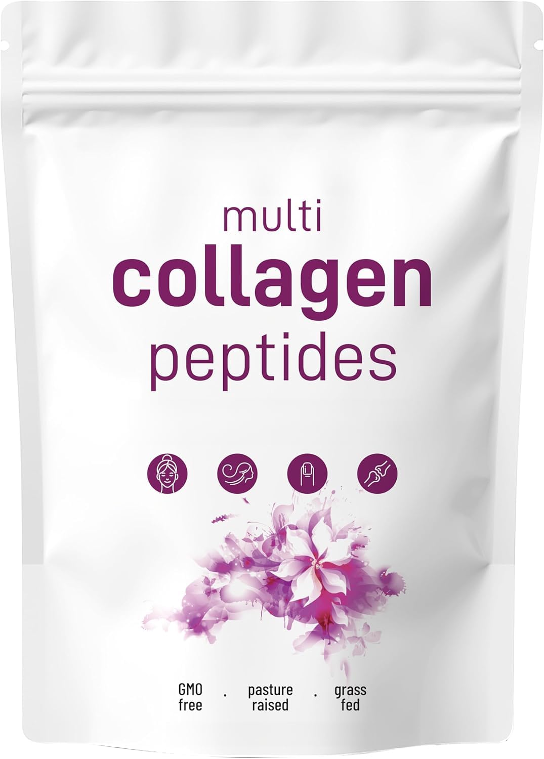 Poudre de peptides multi-collagènes, collagène sans saveur | Type I, II, III, V, X hydrolysé avec biotine, acide hyaluronique, vitamine C – Collagène sans saveur pour femmes et hommes