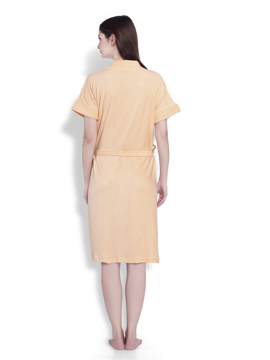 SAND DUNE Half Sleeve Soft Cotton Knee Length Bathrobe for Women & Girl (Peach) (XXXL) 2