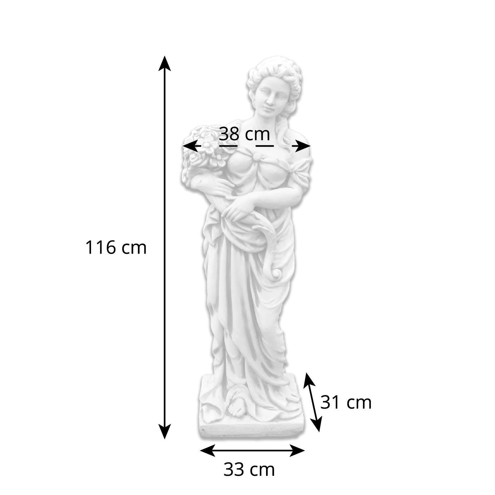 gartendekoparadies.de Statua della dea greca Leto, statuetta in pietra, grigio, calcestruzzo bianco gres H. 116 cm, 100 kg, antigelo per esterni