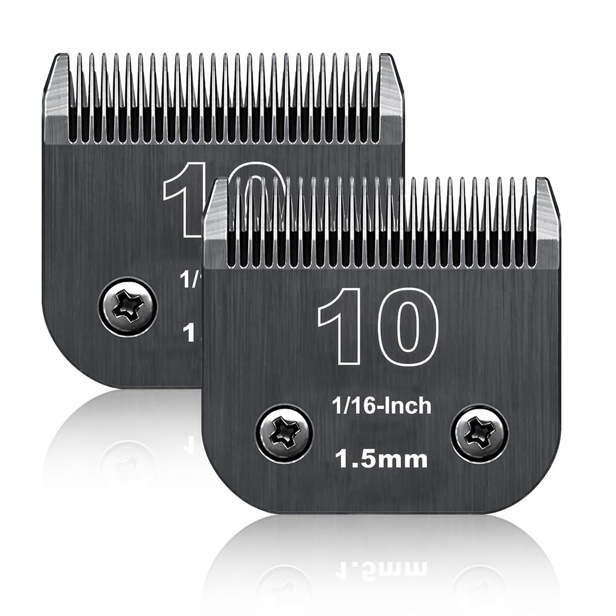 BESTBOMG Lama di Ricambio per toelettatura di Cani, Compatibile con Le Serie Heiniger/Andis A5/Wahl 10KM Series Tosaerba per Cani, Taglia 10 1/16" (1,5 mm), Lunghezza di Taglio, 2 unità Nero