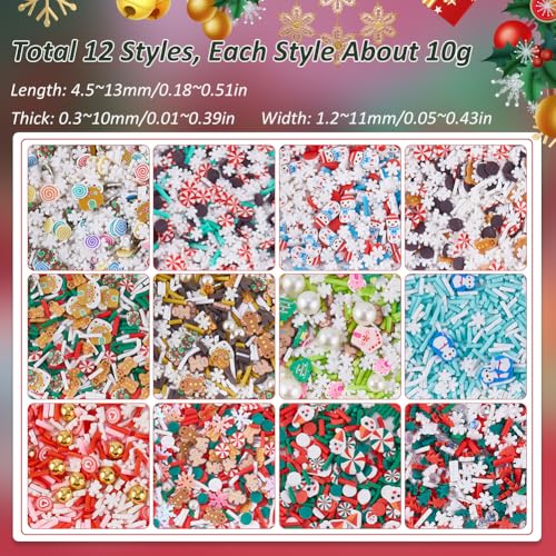 Paillettes de Noël en argile polymère SUNNYCLUE 12 styles de flocons de neige et perles en vrac - 3