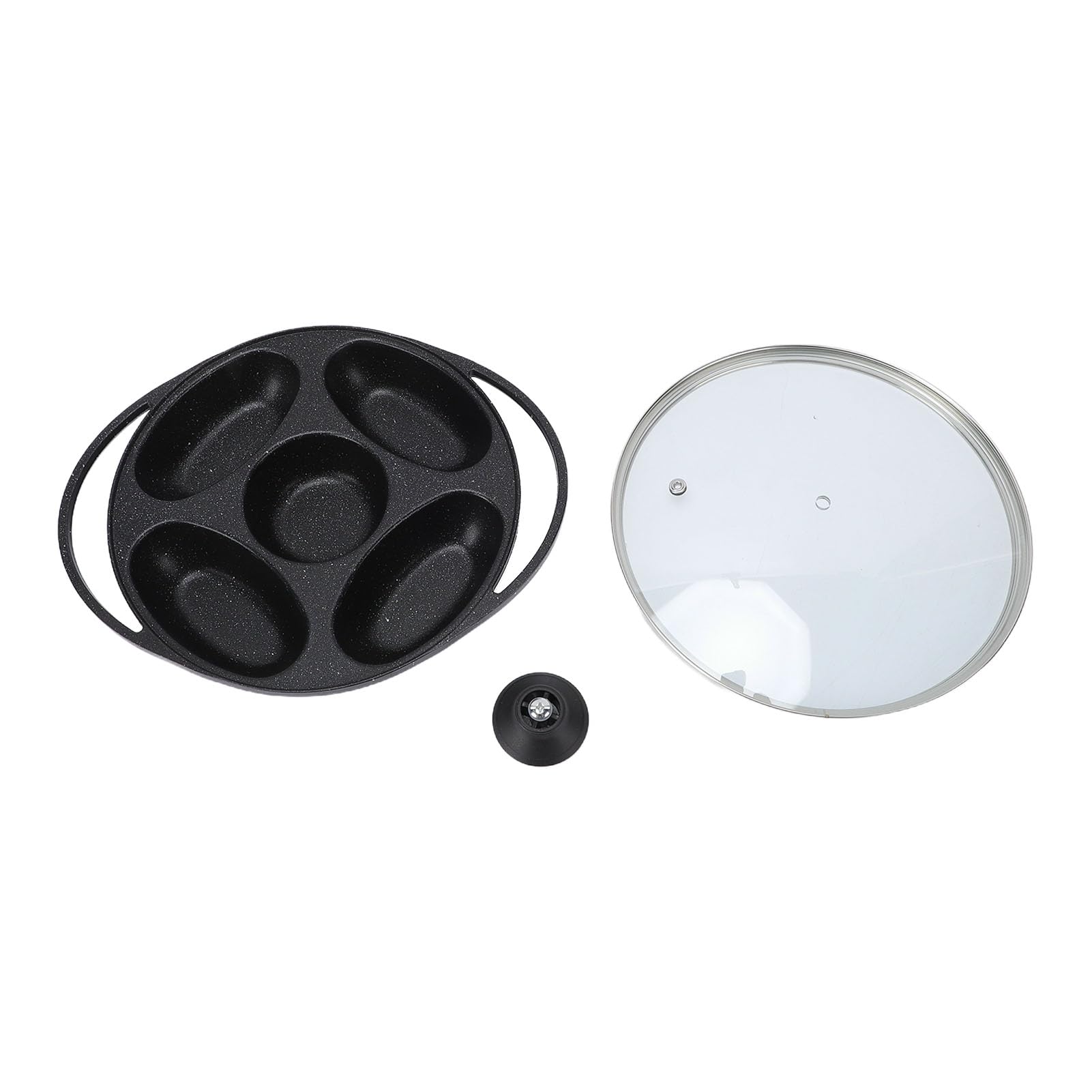 Molde para Pasteles Antiadherente de Aleación de Aluminio de 5 Orificios, Mini Molde para Tortitas y Pasteles de Calentamiento Uniforme y Eficiente con Tapa para Ocasiones Memorables