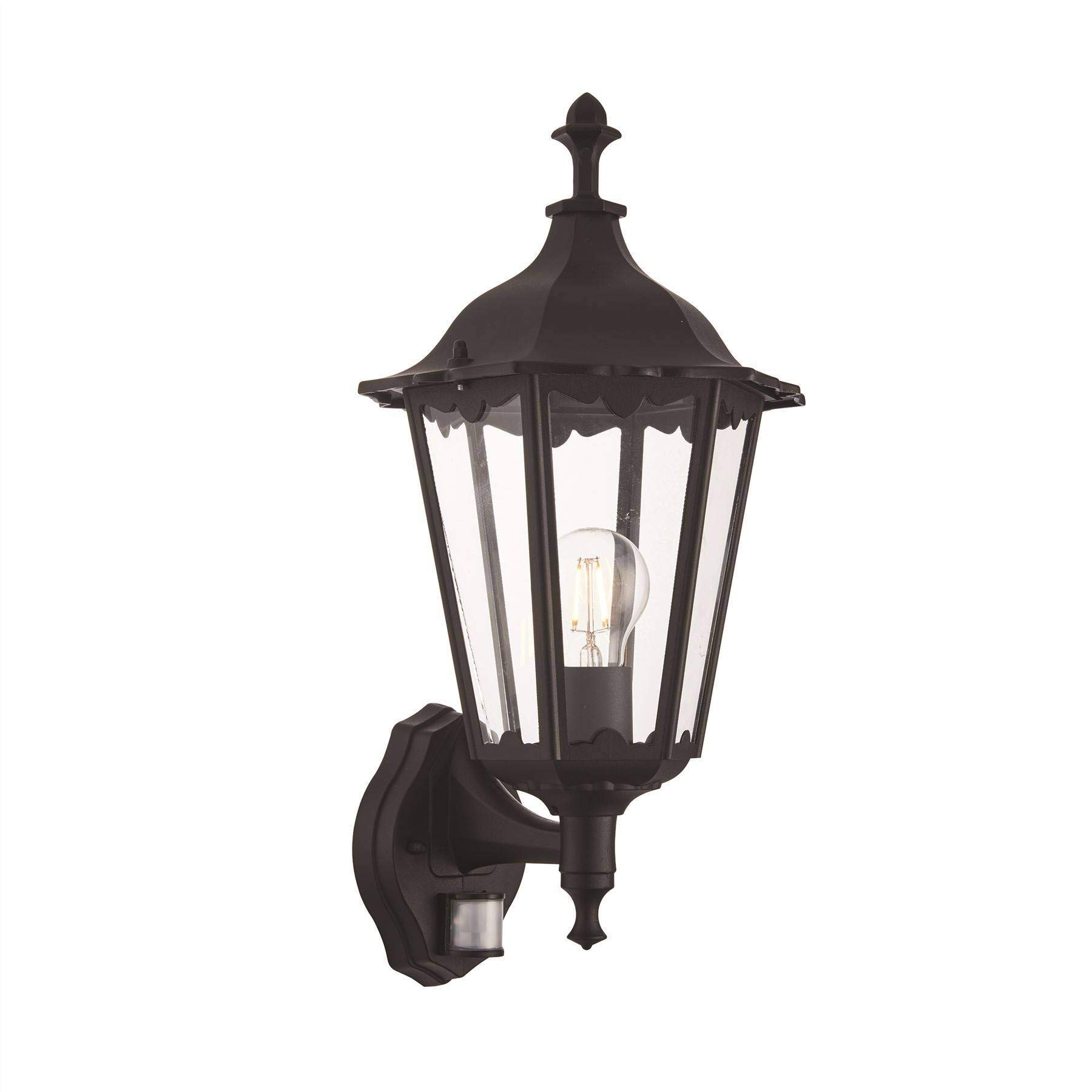 Endon Black Burford 1Lt Outdoor Security Wall Light Photocell & Pir Ip44 60W - Matt