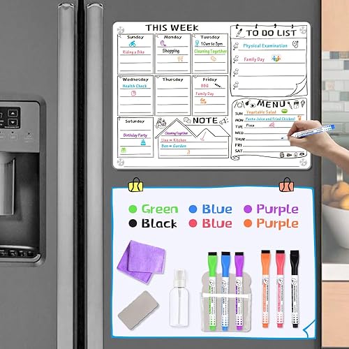 Miniatura 5 de Pizarra blanca magnética acrílica para refrigerador, calendario acrílico para refrigerador, pizarra blanca de borrado en seco para refrigerador,