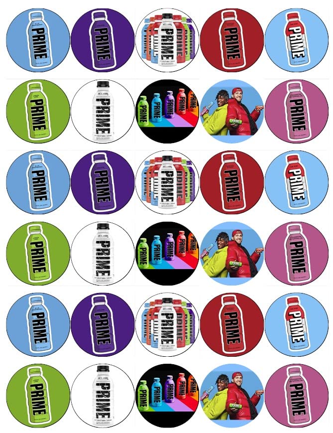 Buy 30 Prime Hydration Drink Cupcake Toppers Edible Wafer Paper Fairy