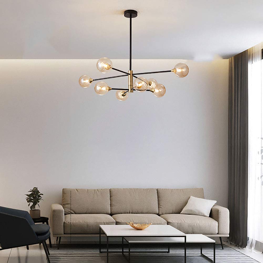 Magische Bohnen Kronleuchter Sputnik Kronleuchter Modernen Gold Deckenleuchte Mid Century Pendelleuchte Kronleuchter Zu Schlafzimmer Wohnzimmer,Nordische Moleküllampe-Cognac 6 kopf