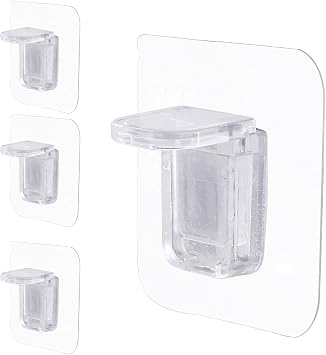 12pcs Punch Free Support Pins, Self Adhesive Pegs Nail-Free Plastic Clips, Cabinet Shelf Holder Pegs for Kitchen Shelves, 6cm x 6cm