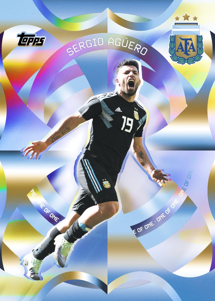 Topps Argentinien-Team-Set 24/25-30 Karten pro Box, einschließlich einer Autogramm-, Relikt- oder Auto-Relikt-Karte in jeder Box