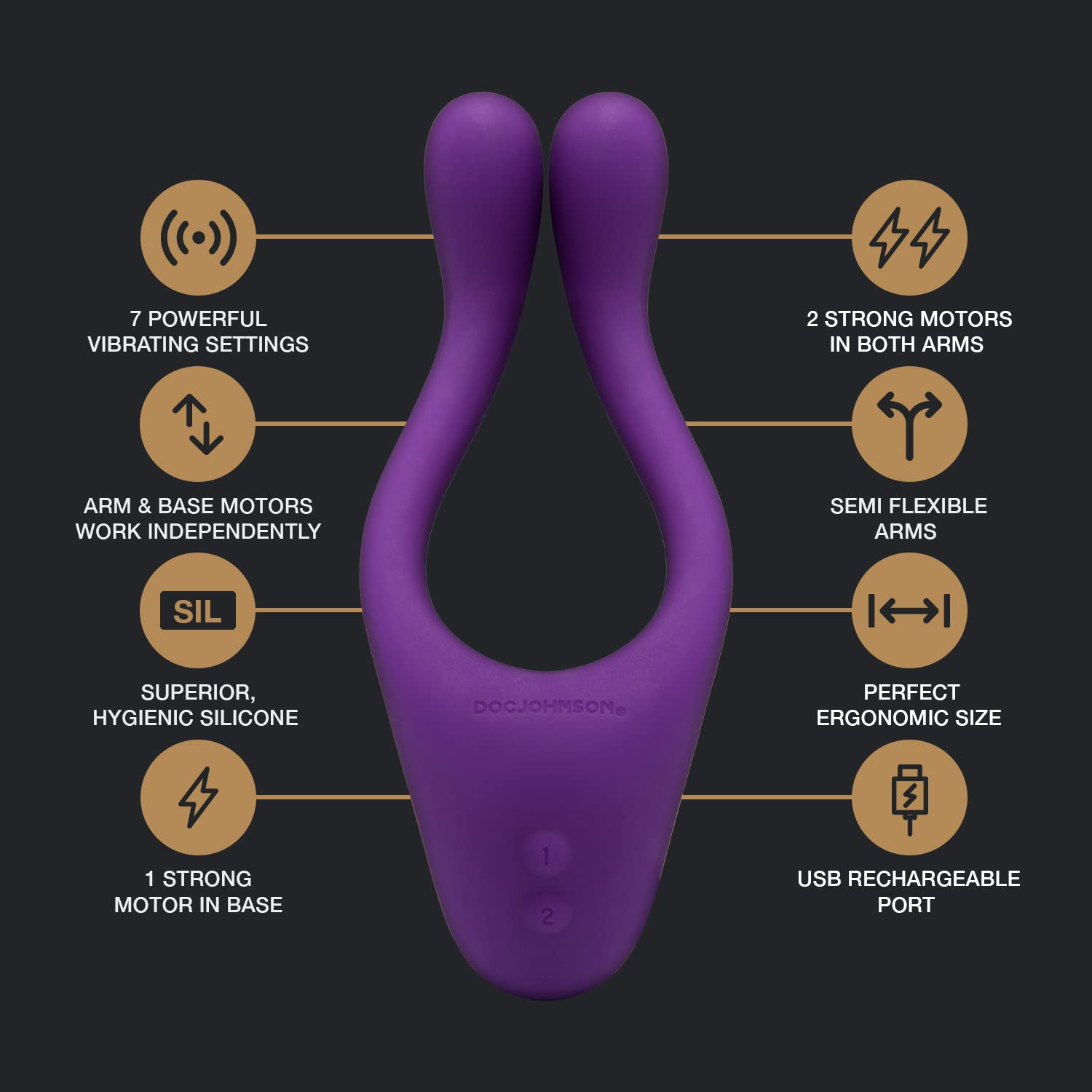 Amazon.com: Doc Johnson TRYST - Multi Erogenous Zone Silicone Vibrator and  C-Ring - Focused Stimulation For Both Partners - Synergistic Vibrations