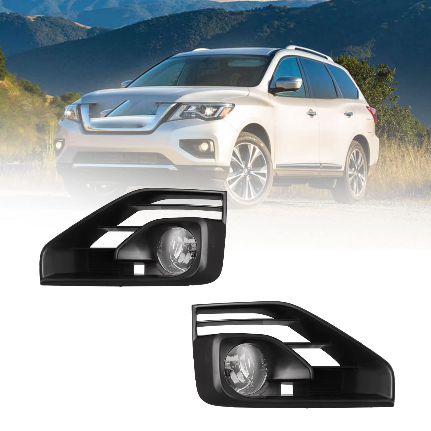 ROXX Fog Lights Assembly For 2017 2018 2019 2020 Nissan Pathfinder, OEM Driving Fog Lamps Replacement with H11 12V 55W Halogen Bulbs + Switch + Wiring Kit