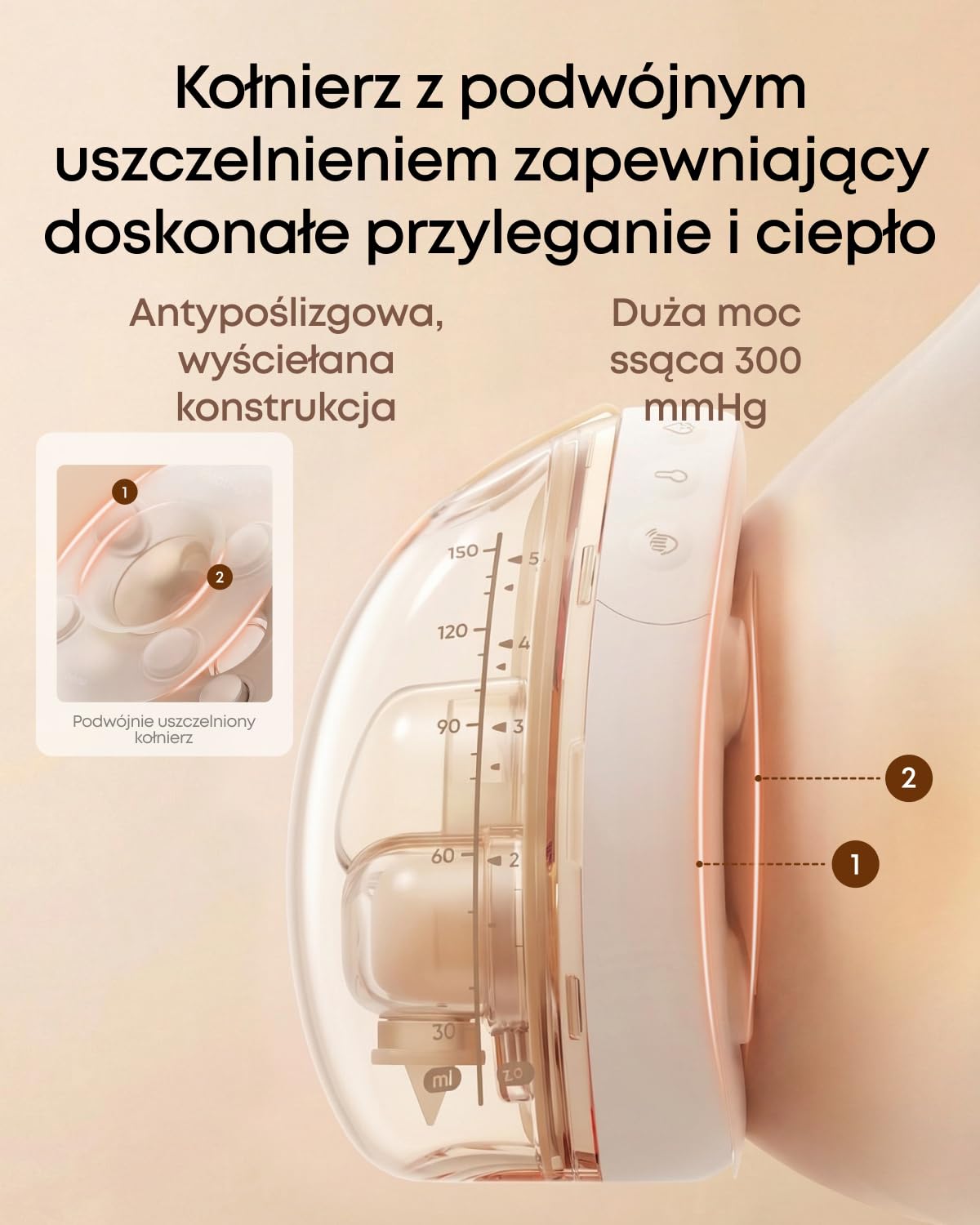 Elektryczny laktator z funkcją ogrzewania i masażu eufy S2 Pro, uszczelniona nasadka, regulacja rytmu, powiadomienia, bezprzewodowe ładowanie, 7 dni pracy, moc ssąca 300 mmHg