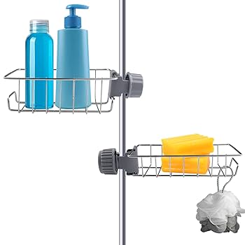 3 Portasapone Per Asta Doccia - Inox, Senza Foratura, Per Diametri 18-27mm, Antiruggine