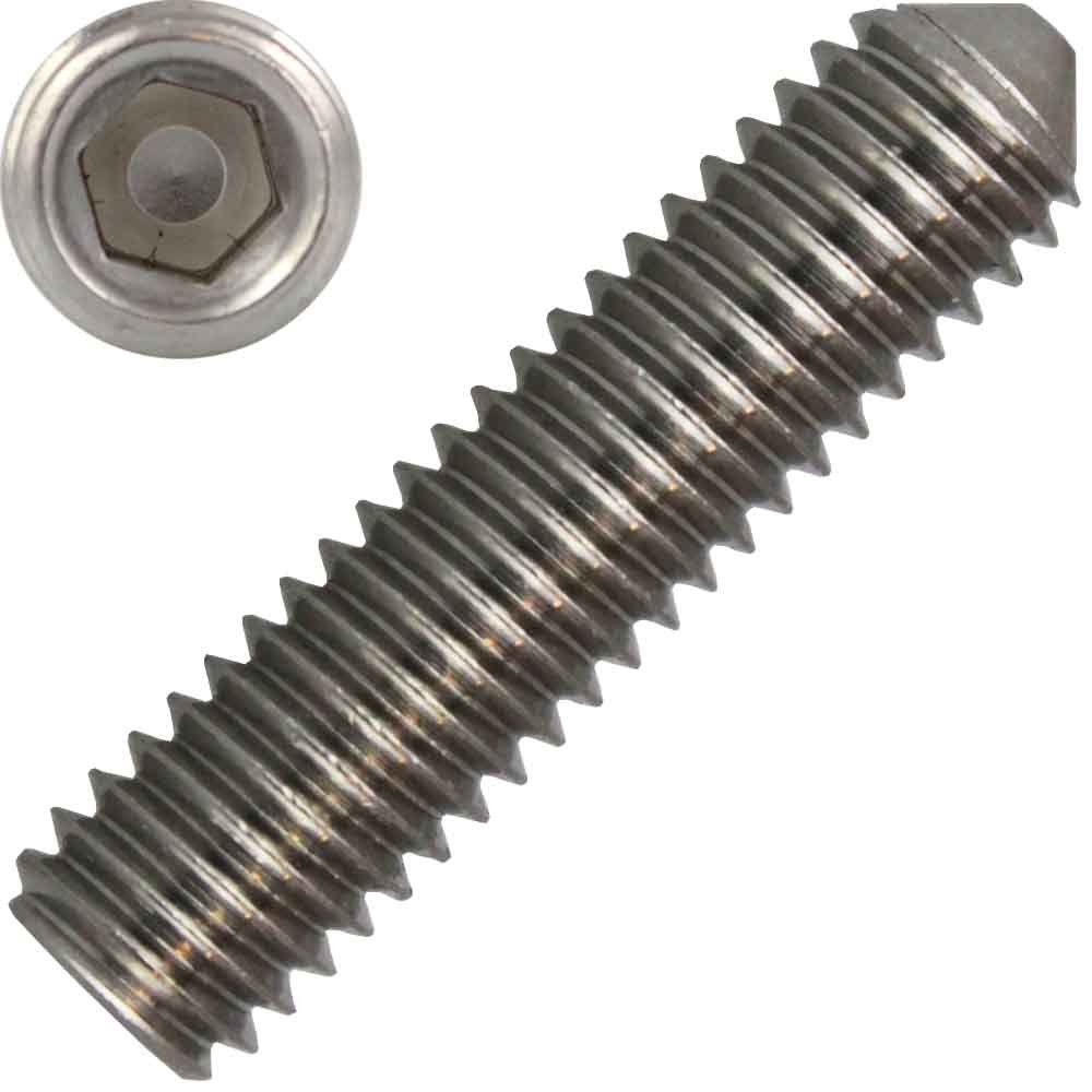 Gewindestifte mit Spitze - M3x10 - DIN 914 - Edelstahl A2 - [10 Stück] - | Wurmschrauben | Madenschrauben V2A