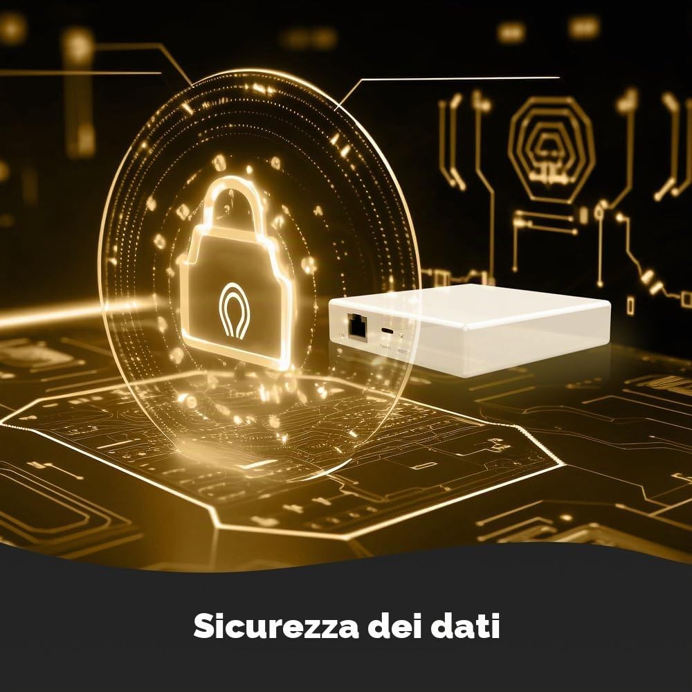 Gateway Matter con ZigBee 3.0 + WiFi 2.4G, APP TUYA Smart Life, Connessione LAN, 5V 1A, IP20, 90x90x22mm, Hub Domotica Casa Intelligente