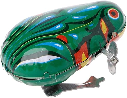 SquarezhenBo Springender Frosch-Uhrwerk aus Metall, Grün, für Kinder, lustiges Spiel, Vintage, Neuheit und Gag-Spielzeug, Spielzeug