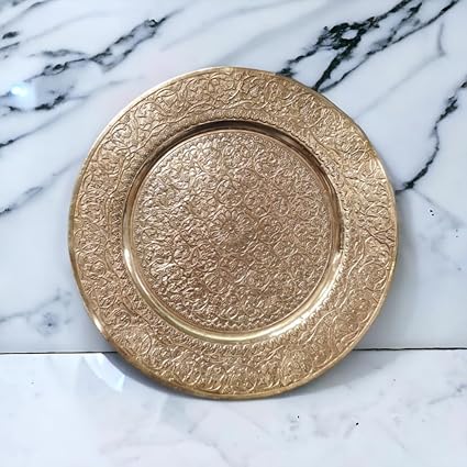 MERCHANT ANTIQUES Brass Very Rare Beautifully Engraved Vintage Plate