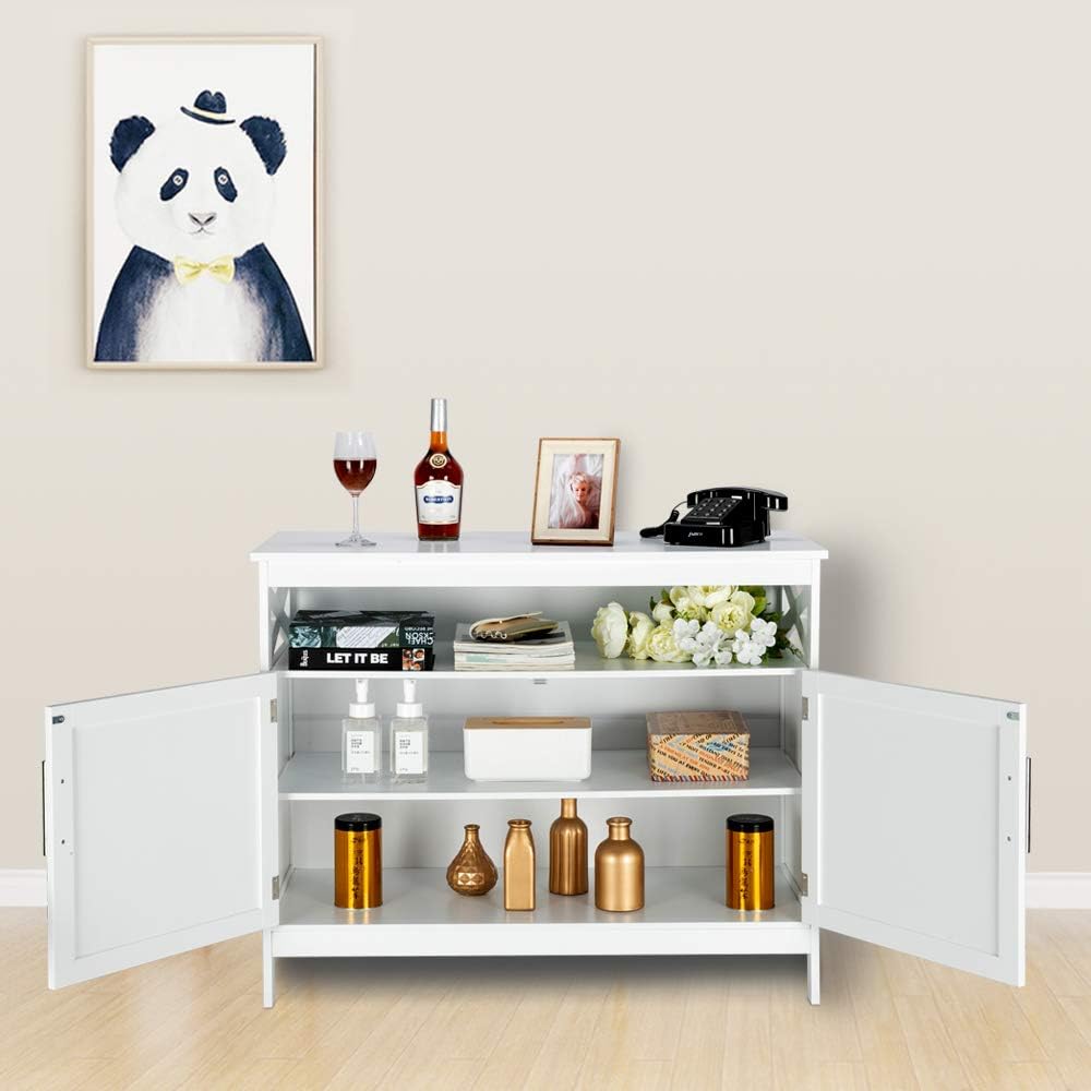 VINGLI Sideboard,White Kitchen Sideboard,Modern Buffet Cabinet with Storage,Adjustable Shelves,Large Countertop,for Kitchen,Dining Room,Living Room,Entryway,White
