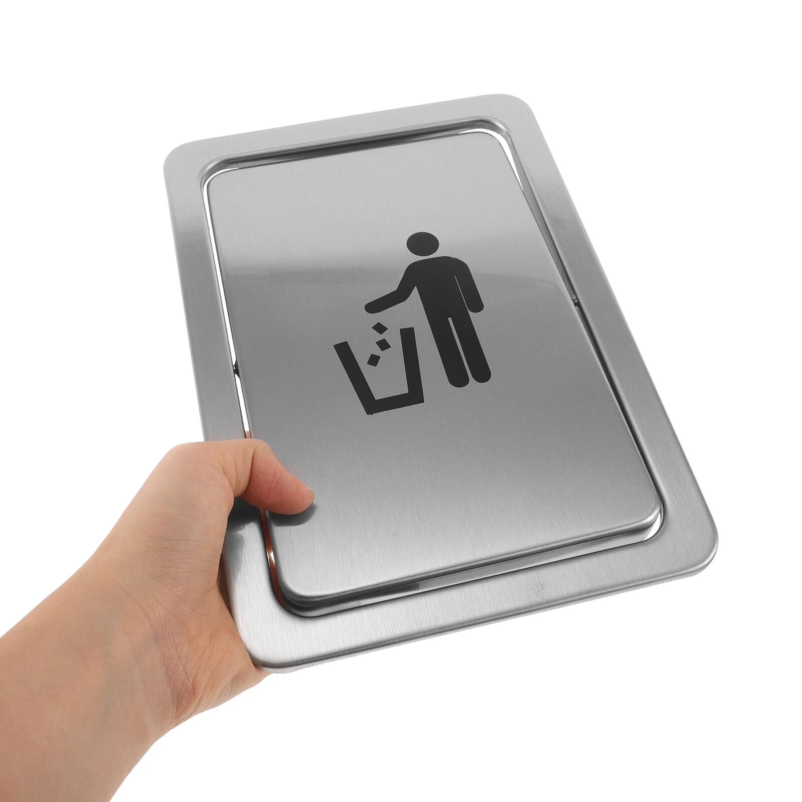 BETOOKY Coperchio Bidone Spazzatura Incassato in Acciaio Inox con Sportello Girevole e Logo Identificativo, Copertura per Rifiuti da Incasso su Piano di Lavoro, per Cucina e Bagno,