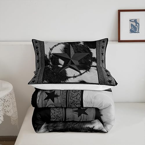 Miniatura 7 de Homewish Juego de edredón abstracto de piel de vaca para niños tamaño matrimonial decoración de Navidad para niños niñas y adultos edredón de madera