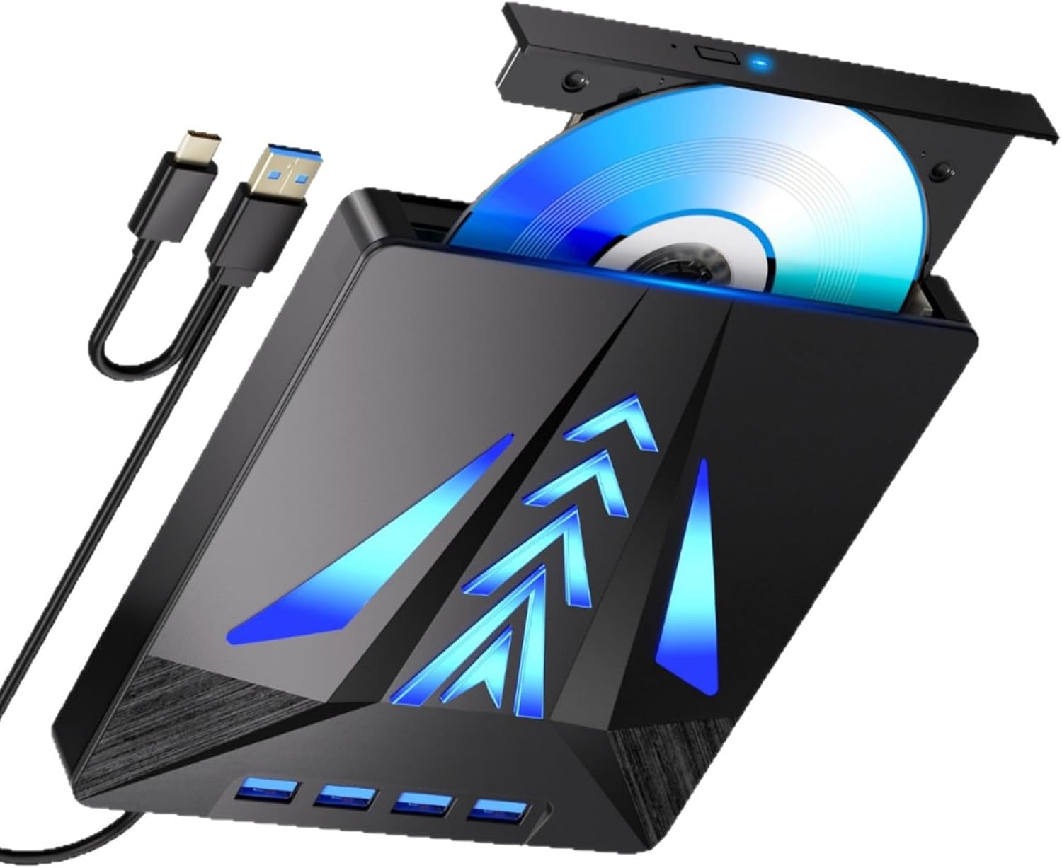 External Disc Drive for Laptop Type C USB3.0 Portable Writer with Card Slot USB3. USB2. Port Fast Speed Reader External Drive for Laptop