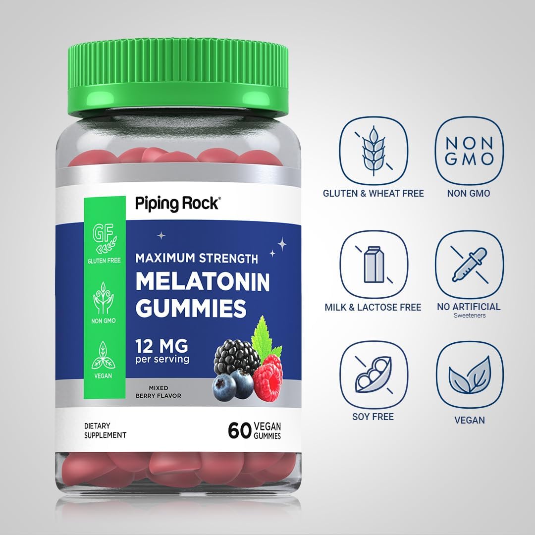 Piping Ro Melatonin Gummies 12mg | | Maximum Strength Supplement for