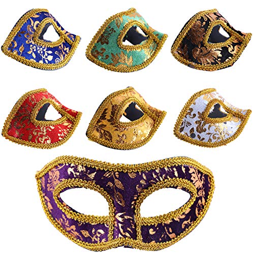 Messar 14 Pieces Masquerade Masks, Half Face Mardi Gras Masquerade Mask Venetian Masks Set for Carnival Prom Ball Fancy Dress Party Supplies Costume Accessory (Set 3) by Messar - Image 8