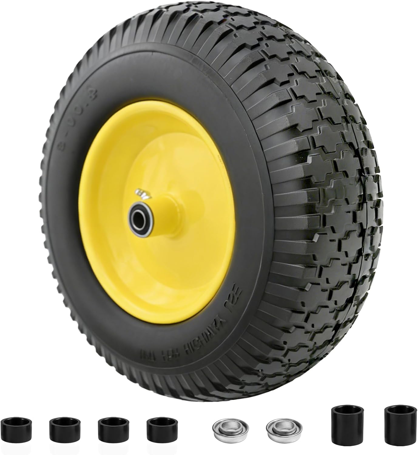 13 Inch 4.00-6 Flat Free Tire and Wheel Replacement for Gorilla Cart with 3/4" & Extra 5/8" Bearings, 4.00-6 Wheelbarrow Tire, 13" Garden Cart Wheels, Trailer Turf Tire, 2 Pack